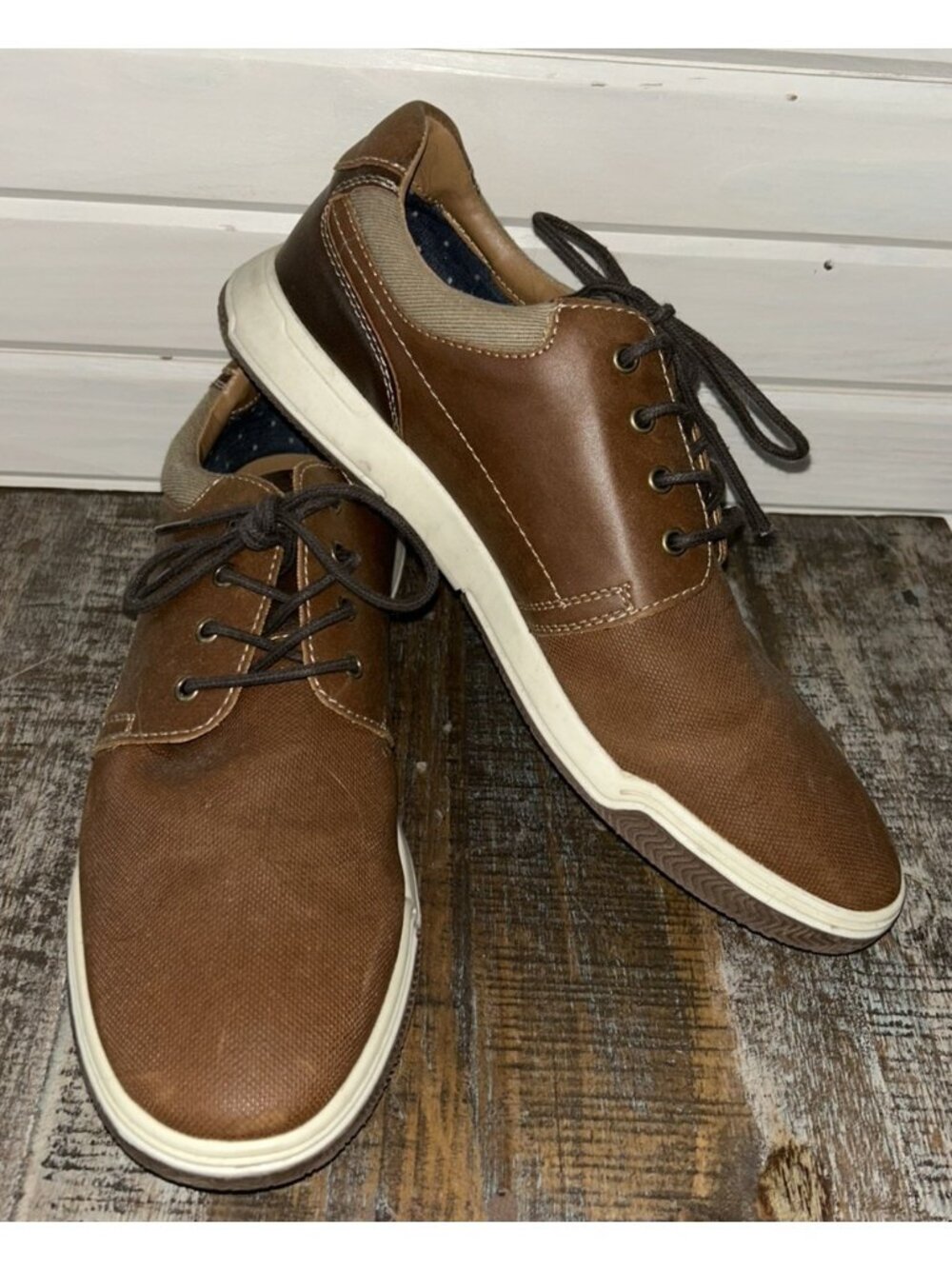 Hawker Rye Sz 10.5 Thorelle Textured Sneakers Shoes Brown Lace Up Comfort Mens